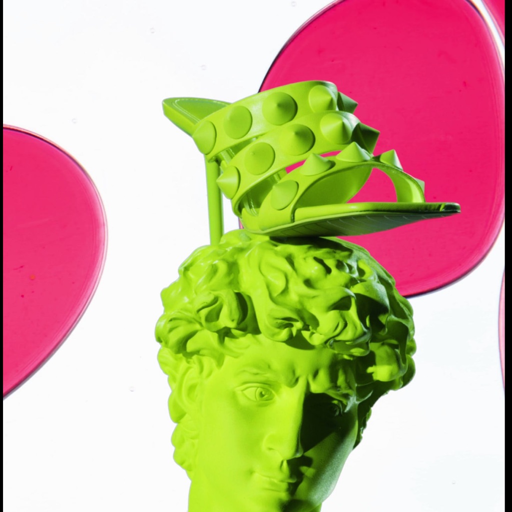 Zara Woman Nwt Rubberized Studded Heeled Sandals Lime Green Nwt